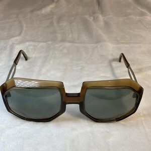 Vtg Cool-Ray Polaroid 325 Oversized Geometric Sunglasses - Brown Plastic & Metal